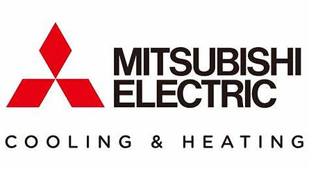 Mitsubishi Electric logo featuring a red three-diamond symbol and text "COOLING & HEATING," representing trusted HVAC solutions for PROTECH HVAC in Delaware and Maryland.