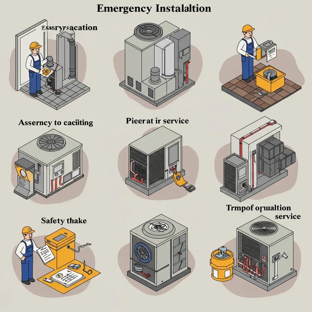 Step-by-step process of emergency HVAC replacement by a technician