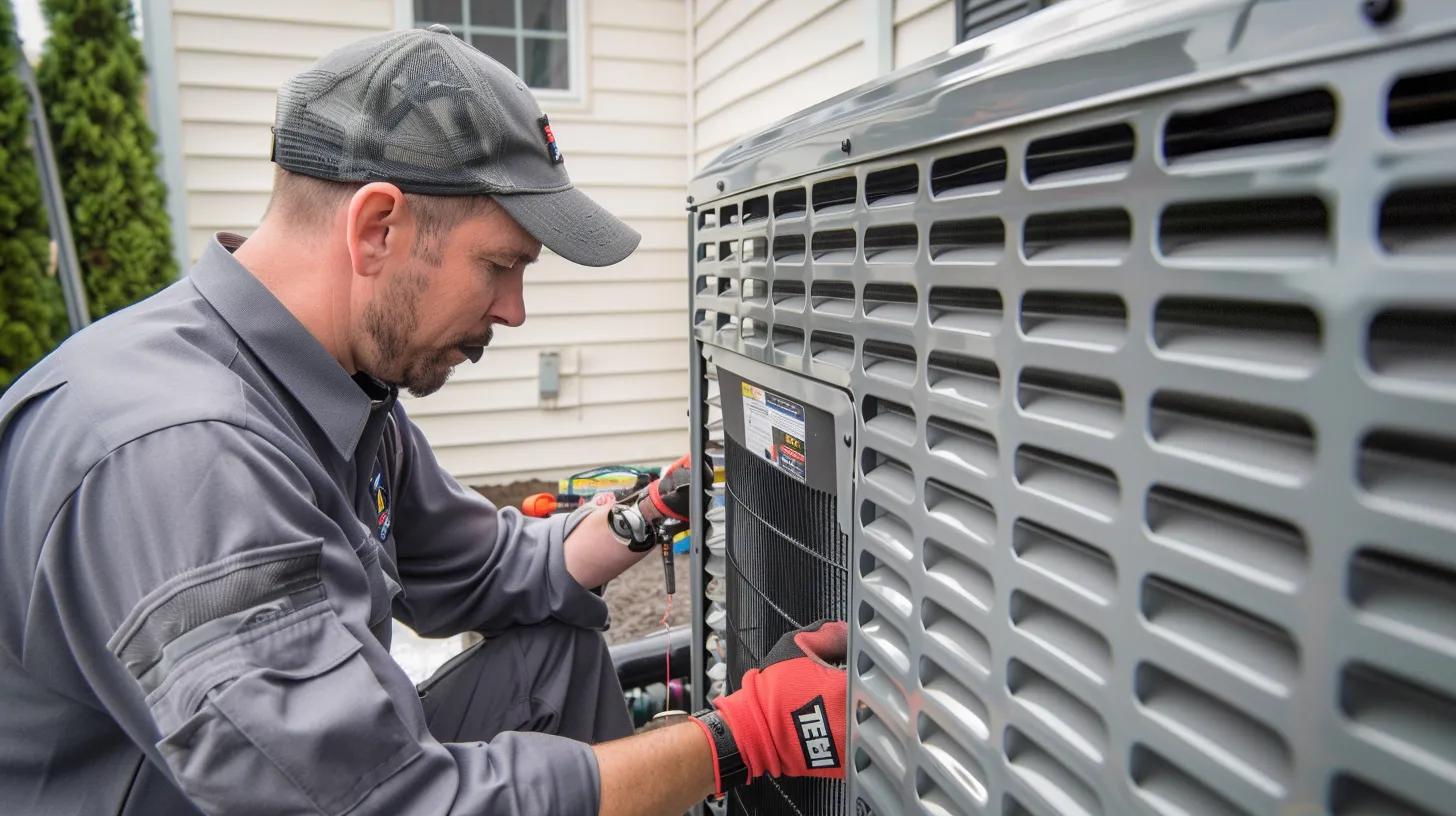 Local HVAC technician servicing an air conditioning unit in Ocean City, MD