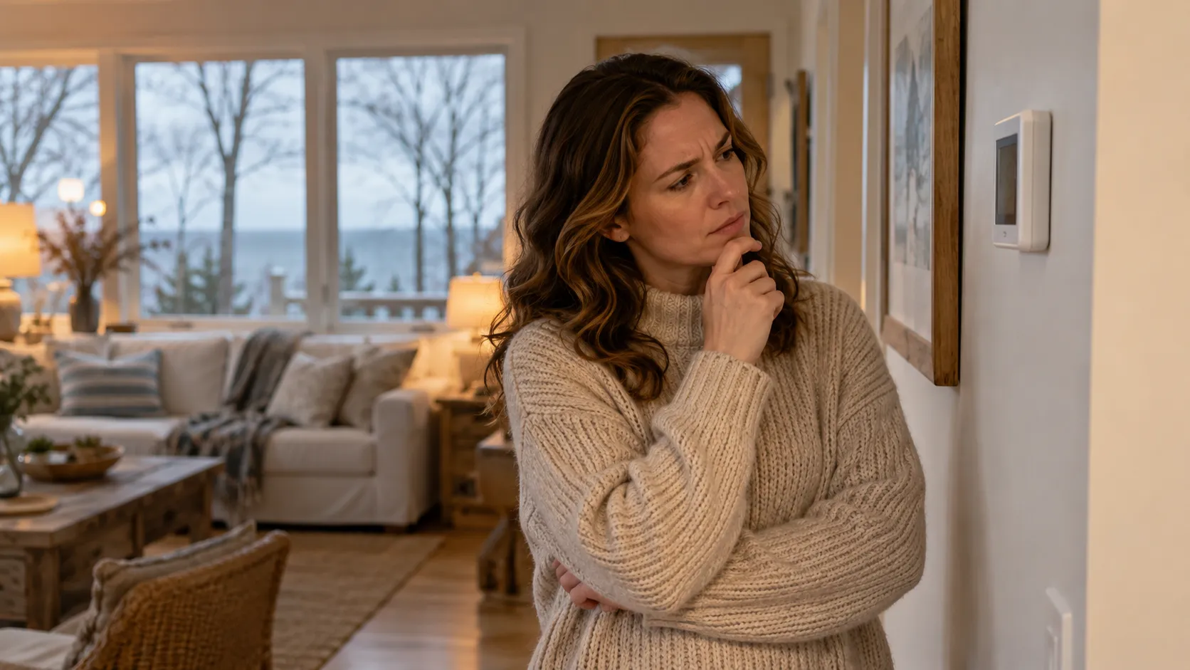 Homeowner checking the thermostat when the furnace won&rsquo;t turn on  File name: furnace-not-turning-on.jpg